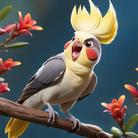 A delighted cockatiel