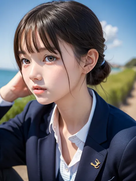 one girl，(1人のとてもcute女の子:1.3)，masterpiece，highest quality，high resolution，from below，low - angle，photorealistic，raw photos，ray tr...