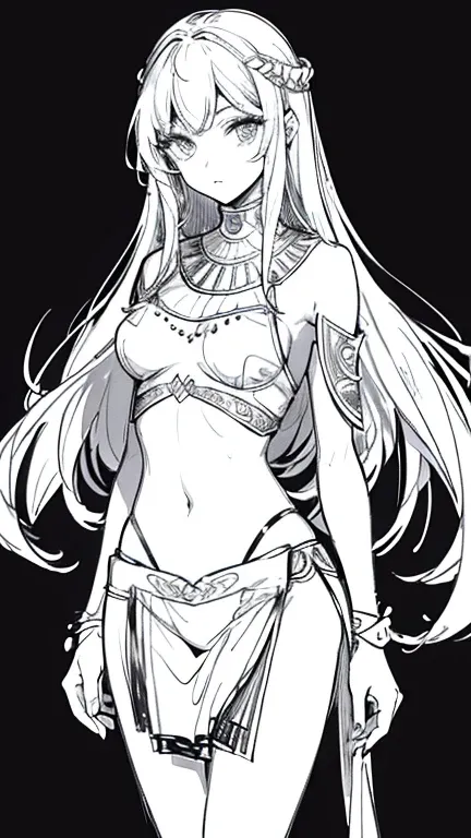 Egyptian clothes, skimpy clothes, cute, beautiful, sexy, , (high-quality), high resolution, lineart, unique