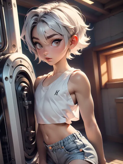 masterpiece, highest quality, 8k, cinematic light, ultra-high resolution, chibi, one boy,full body,very short hair,silver hair, ...