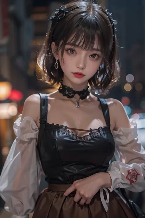 ((Upper Body))、((One Girl))、(20th Generation)、((Very short hair))、((Straight bangs))、((Black-haired))、(Take in the view)、Gothic Lolita、((Black maid outfit))、(Eye patch for left eye)、(Realistic:1.2)、In 8K、(High Quality Shadows)、Beautiful and delicate face、B...