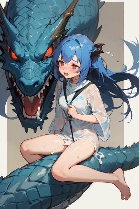 ((Highest quality)), ((masterpiece)), (detailed), (Dragon),One girl, ((In Arknights Style)),((One Girl)),  Blue Hair,Red Eye,Long Hair,
(xenosexual rape)((Dragon達とセックス)) doggystyle
  (巨大Dragonちんちん) ((ejaculation)) 
(Sticky Semen))(Sticky) 
((膣内ejaculation)...