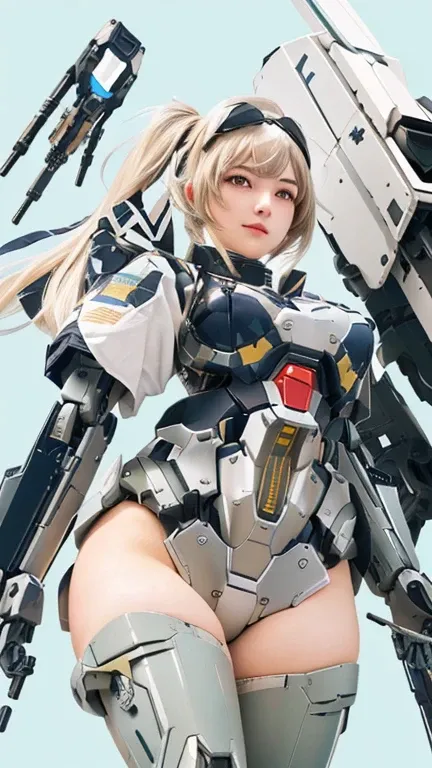 a close up of a woman with a gun and a gun, kantai collection style, mechanized soldier girl, female mecha, fine details. girls frontline, arasaka mech, mechanized valkyrie girl, fully robotic!! girl, best 4k konachan wallpaper, girl in mecha cyber armor, ...