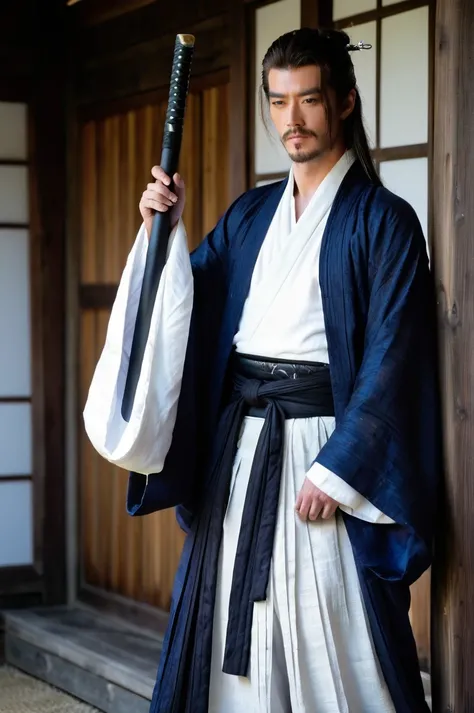 Ronin, Long Hair, In the same way, boy, Two-Way, Iris, shabby body, Hakama,白いHakama,Shinsengumi,solo