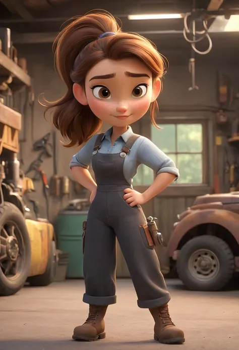 full body shot, (disney pixar style:1.2) (cute adorable european pretty face girl:1.15) (european adult age 20:1.15) brown hair,...