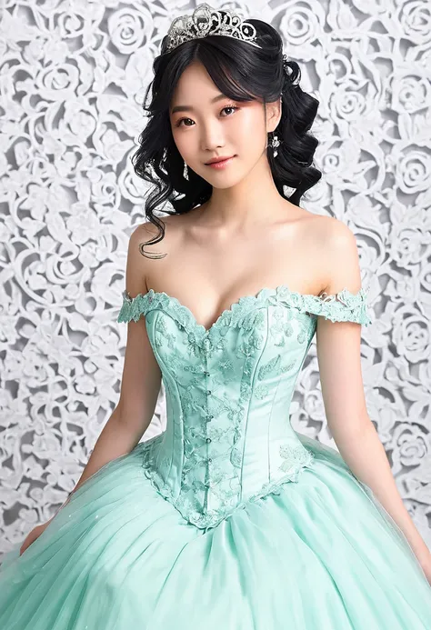 Uhd, photo of Cami, subject: Noriko, 1/2 Japanese 1/2 Hainu skinny girl in 2/00 a large wheelchair with long wavy black hair in soft curls with a slight lift at the crown and a middle or side part. The look is classic and romantic, perfect for a vintage-in...