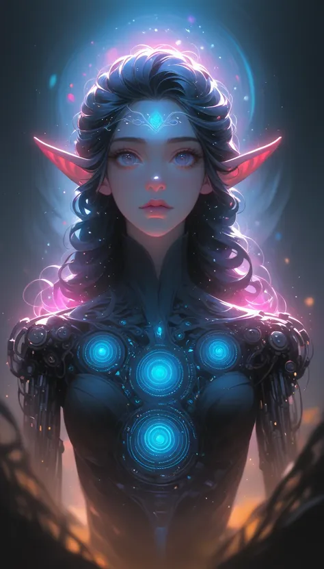 ((plano general, whole body, whole body, whole body:1.5)), (Tangled up, datura, fractal, lattice), (surreal fractal art:1.3), (mechanical bioluminescent elf princess:1.5), (Very detailed, 8k, beautiful epic dramatic scene), (photorealistic, cinematic light...