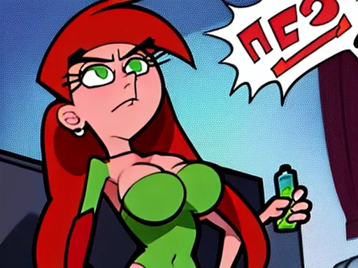 Redhead girl green eyes, big and heavy breasts ,nsfw image 1.2 high resolution 