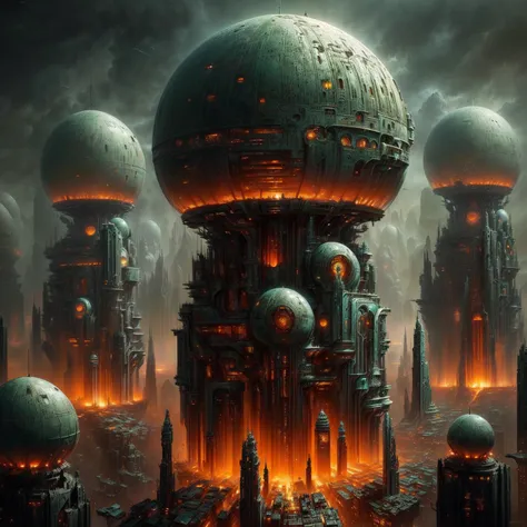 a close up of a futuristic city with a lot of domes, an alien city, alien city, sci-fi digital art, sci-fi fantasy wallpaper, sci-fi fantasy art, depicted as a scifi scene, mystical sci-fi concept art, sci fi artwork, tomasz alen kopera and cgsociety, anci...