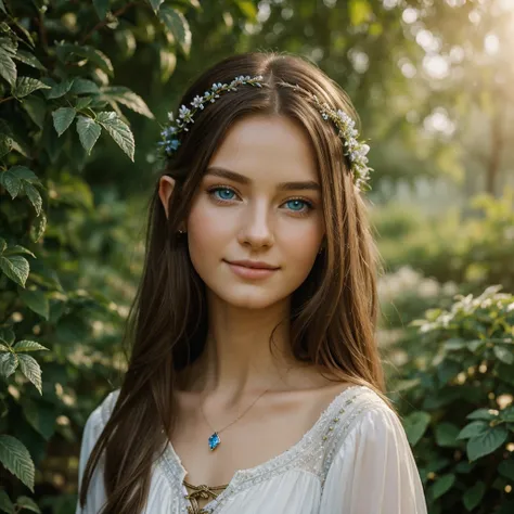 masterpiece,Digital SLR Photography,analog style,real photo,Photo of a beautiful 20 year old woman, (Lord of the Rings 1.0),dramatic lighting (85 mm),Blooming garden in the background,(detailed facial features),(Beautiful and sparkling eyes),Dynamic angle,...