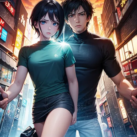 Create an anime image as if it were a movie poster. An animated image, eye-catching and deep 