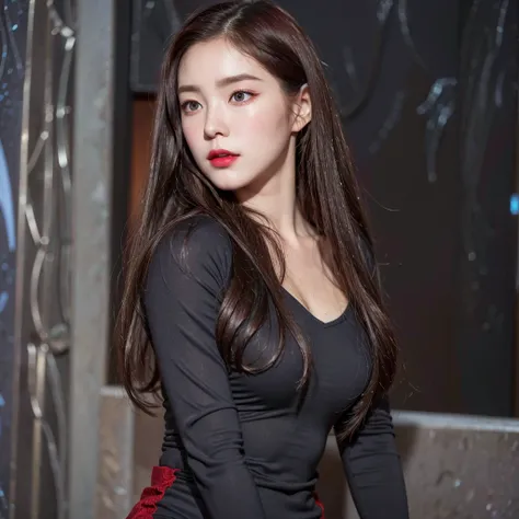 Irene, (best quality, Ultra-detailed), (realistic:1.37), beautiful and detailed face, ultra-realistic texture, delicate face, delicate body, red lipstick, long-lasting colors. high definition, 8K.