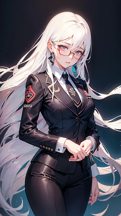 anime - style image of a woman in a suit and tie with glasses, with glasses, anime moe artstyle, from girls frontline, fine details. girls frontline, wearing a suit and glasses, detailed anime character art, girls frontline style, clean detailed anime art,...