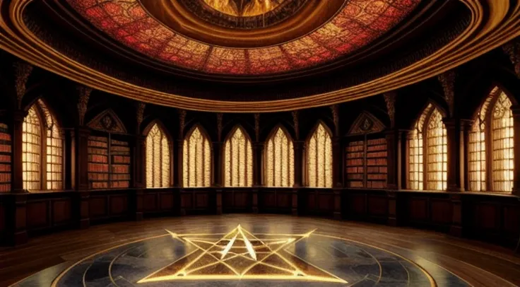 arcane magic (library), abandoned intricate details, different levels, (spooky) dusty (creepy) picture. (((picture))) (woman)) c...