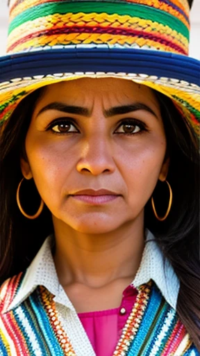  A Mexican woman focus on her face