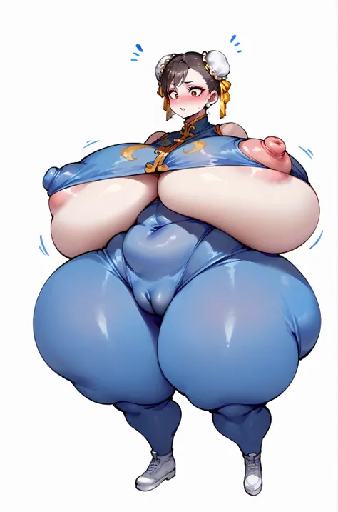 score_9,score_8_up,score_7_up, score_9,score_8_up,score_7_up, solo, CHUN-LI, brown eyes, double bun, yellow ribbon, blue bodysuit, crop top, sleeveless, ((full body)), ((gigantic fat ass)), thick thighs, from behind, (((gigantic breasts))), ((long breasts)...