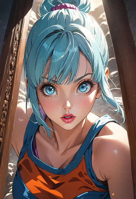 (1girl,bulma from dragon ball,goku from dragon ball,detailed face,highly detailed,photorealistic,cinematic lighting,dramatic lig...