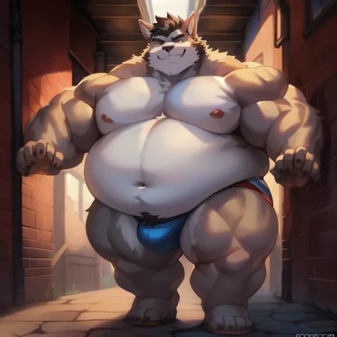 Epic Citizen Zootopia style, My Heroe Academia Character, Dungeons and Dragons Adventure style, A poor villager, Real life, Anime serie, Anime character, Obese muscle Obese Sumo wrestler Werebeast Kid, full body pic (obese, strong legs and arms) Sumo wrest...