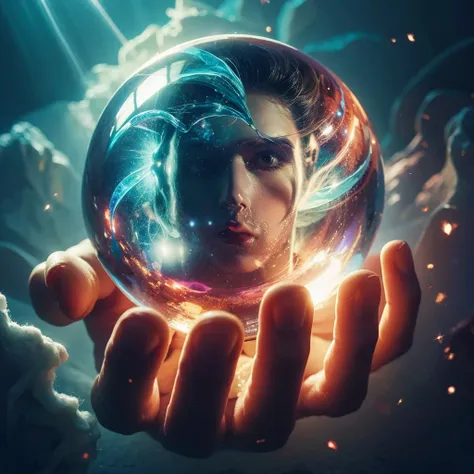 someone holding a crystal ball with a picture of the espiritu de satanas in it, beautiful digital art, beautiful image ever created, very beautiful digital art, digital art picture, artistic digital art, beautiful gorgeous digital art, surrealism!!!!, surr...