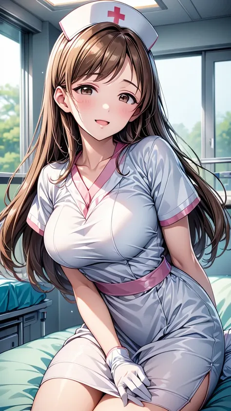 highest quality、high resolution、high definition、hd、((hospital、hospital room、grasping an erect penis))、(nitta minami、long hair、me...