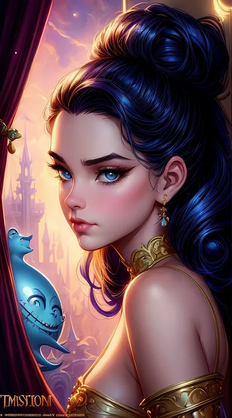 beautiful disney style, portrait, close - up, cinematic rim lighting, dramatic pose, beautiful, professional, highly detailed, clear, sharp, smug expression, trending on artstation, art by joe fenton and stanley artgerm and tom bagshaw and tim burton 