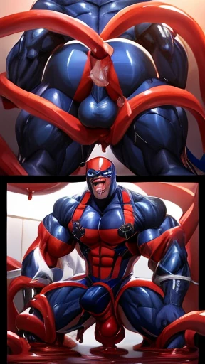 Moan by growed overpowered very packed too big muscular body close up. Focus on upper body big BUFF chest and head. Huge hunk Spiderman Huge Black cock muscles growing bigger after molesting. pleasure screaming. Before and after invasion transformation sto...