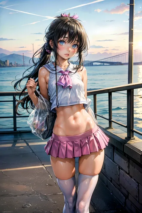 beautiful nipple stand、1 girl, ( looks very young:1.2) , (flat chest:1.2), high school girl sailor costume looks very young.... ...