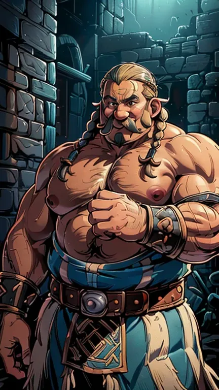 (1man, obelix, fat, mustache, readhead, twin braids, big nose, black eyes), (extremely detailed cg unit 8k wallpaper),(master pa...