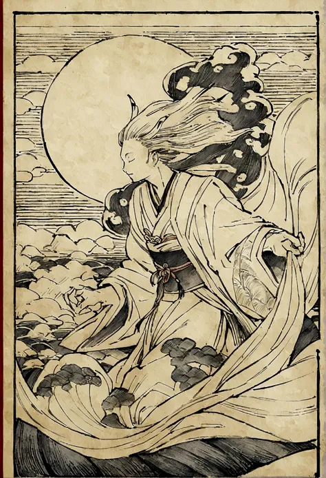 Edo period Ukiyo-e style,Line art,animal