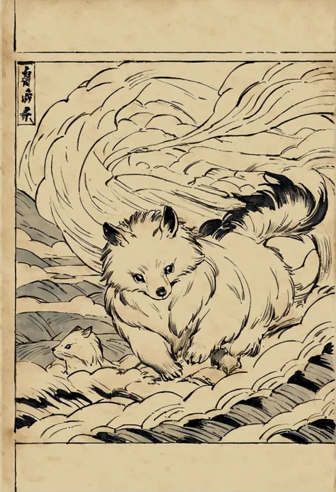 Edo period Ukiyo-e style,Line art,animal