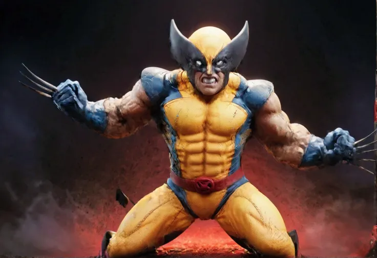 (wolverinev2-1024), is furious, claws extended, battle pose (marvel comics wolverine), nearby in a fighting stance is deadpool (...