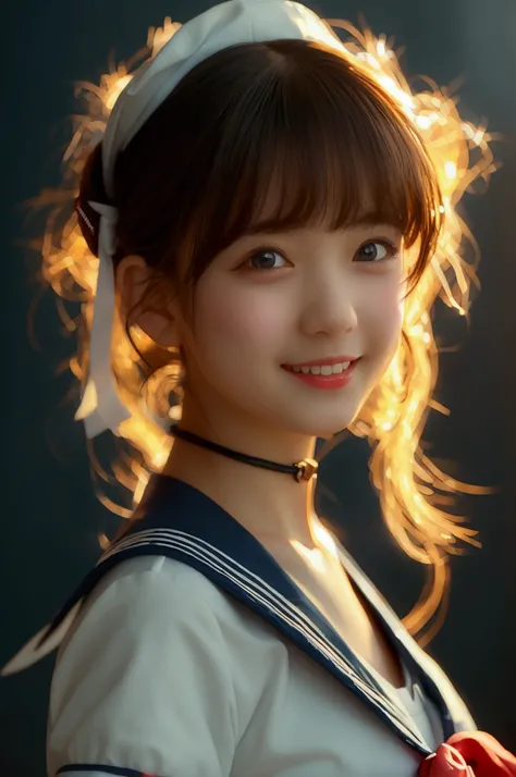 Naughty  in sailor suit，，bangs，smile