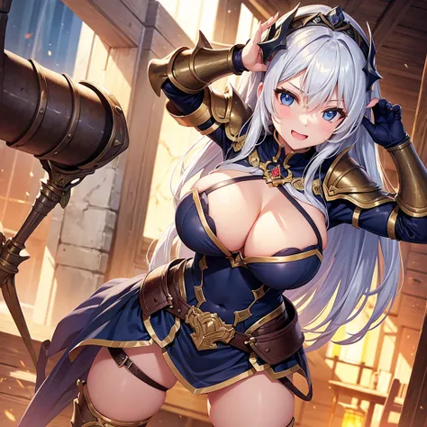 beautiful girl,Adventurer,Large Breasts, Sexy Armor,Ecstatic expression,Drooling,Anatomically correct, 