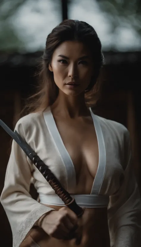 Samurai Swordsman　woman　In underwear　Full body sexy underwear　Full body sexy