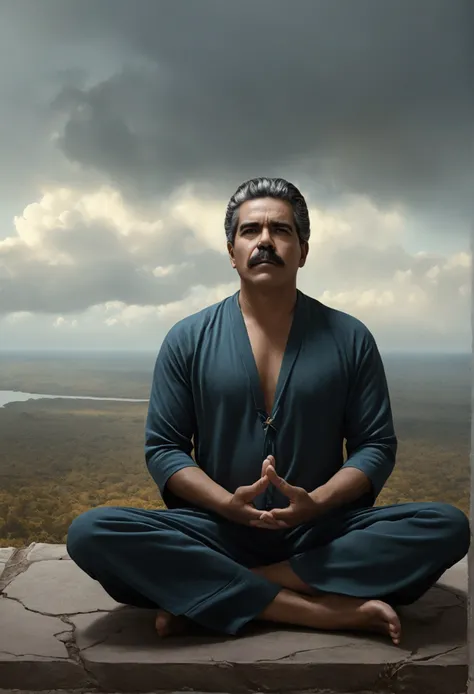 homem maduro, sitting in a meditation position, diante de um orisonte lindo, com o sol se pondo, in connection with the divine, foto de retrato, Directed by: Drew Tucker, Directed by: Adam Marczyński, Directed by: Alexander Kucharsky, Directed by: Gavin No...