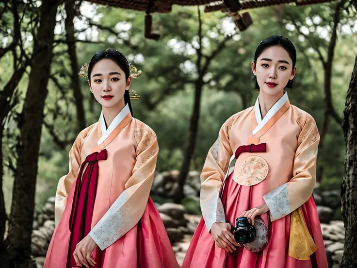 a korean actress starring in a fantasy television drama, film still, shot on a sony alexa, hanbok, edgef, wearing edgef eastern ...