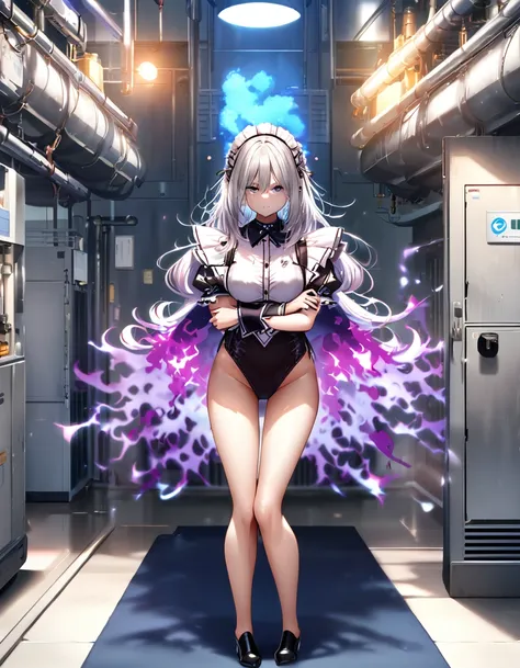 12k, masterpiece, best quality, very aesthetic, absurdres, anime artwork, anime style, key visual, vibrant, Studio Anime, highly detailed highly detailed, volumetric, dramatic lighting,(Maid leotard details:2.0),(1 girl:1.2),,Long Hair:1.5, (Short sleeve, ...