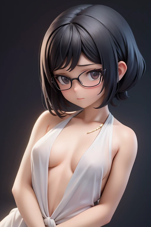 clear,Married Woman,mother,whole body,Character portrait,semi-long,Short Bob,slender,Slender,naked,nude,全naked,skin,tits,skin露出,Black Hair,Small breasts,Small breasts,Hair tied up,Tying up,Wear glasses
