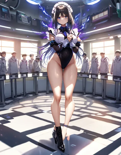 12k, masterpiece, best quality, very aesthetic, absurdres, anime artwork, anime style, key visual, vibrant, Studio Anime, highly detailed highly detailed, volumetric, dramatic lighting,(Maid leotard details:2.0),(1 girl:1.2),,Long Hair:1.5, (Short sleeve, ...