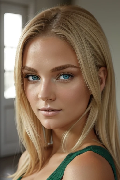 ;une femme aux cheveux longs blond et un pull rouge, beau visage latin, beau visage attrayant, joli visage féminin, Visage et yeux parfaits, visage extrêmement beau, Beaux yeux et visage, beau visage féminin, yeux verts clairs, , yeux et visage séduisants,...