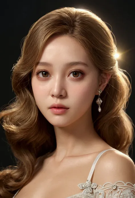 ((best quality, 8ก, Masterpiece :1.3)), 1 girl, Beautiful woman with emphasis, light brown hair, small breasts, (back light :1.2), Highly detailed face, Detailed eyes, Double eyelids