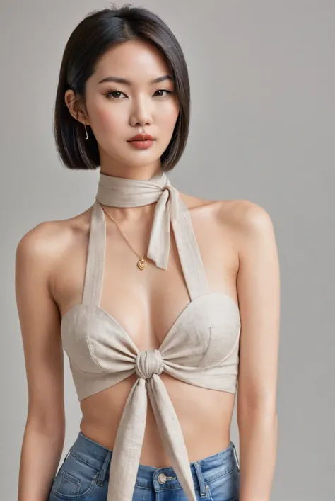 beautiful and attractive, 23-year-old Thai girl, 162-centimeter height, natural-ivory skin tone, (rounded-face), little-eyes, black eyes, (((korean monolid-eyes))), (clear-detailed eyes), centered-focus eyes, natural-gloss full-lips, (straight shoulder-len...