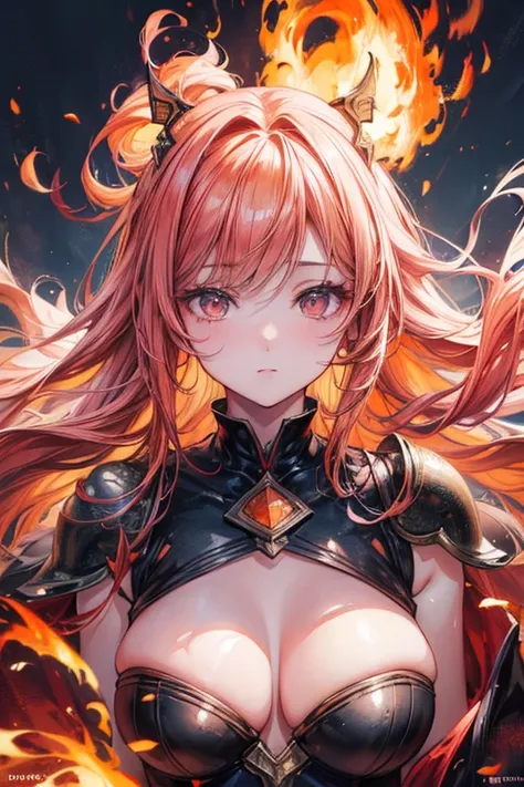 A beautiful anime girl, detailed facial features, long eyelashes, rosy cheeks, (best quality,4k,8k,highres,masterpiece:1.2),ultra-detailed,(realistic,photorealistic,photo-realistic:1.37), (1girl), intricate details, flowing hair, standing in a burning city...