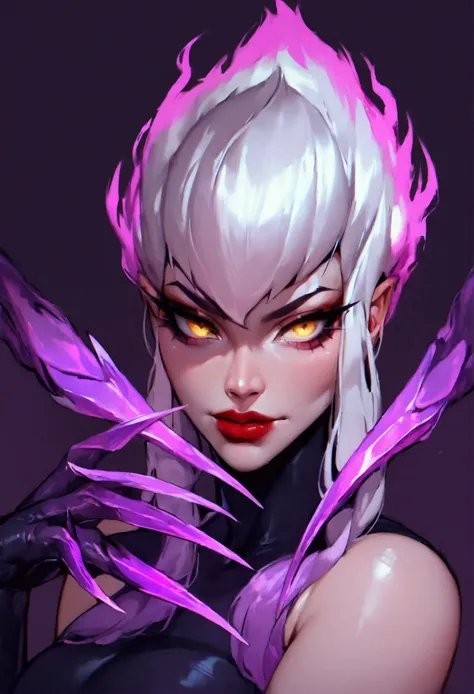 (score_9, score_8_up, score_7_up), zpdxl, 1 girl, alone, evelynn, looking at viewer, jungle, lascivious gaze, provocative face, ...