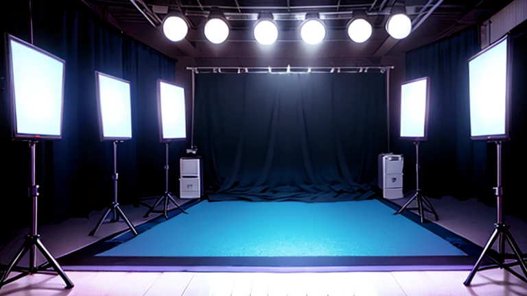 photo studio with camera and lights