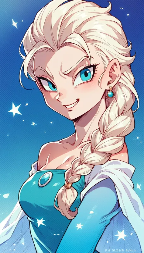 imagine princess elsa if she were a character from the anime dragon ball z