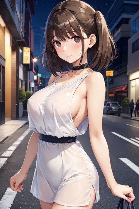 anegasaki nene、Shiny brown hair, Twin tails, (Beautiful brown eyes、Sparkling eyes, Fine grain)、smile、Ultra-detailed eyes、Highly detailed face, Highly detailed eyes,


((Browsing Caution)),Semi-transparent thin camisole dress,(((Anime Style:2,Mature Woman,S...