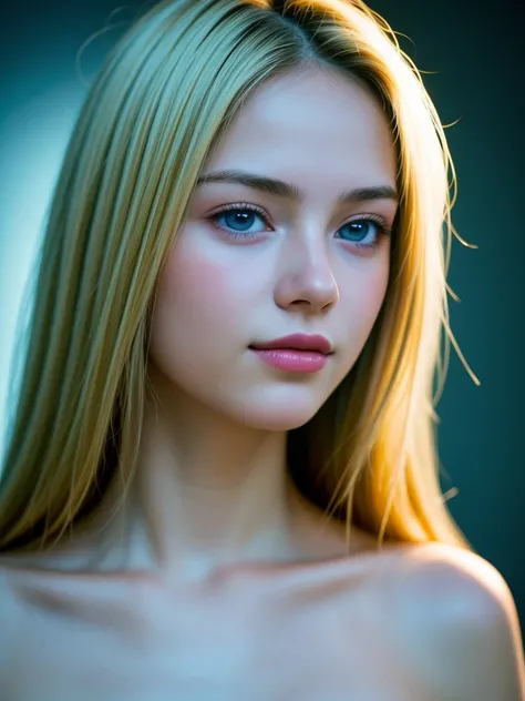 (Photo Real:1.4), (hyper realisitic:1.4), (Smooth lighting:1.05), 1 girl, teenager, blue eyes, happy , shy, smile, (looking away:1.2), Close-up of the face, Soft lighting, Back lighting, (Finest Real Textured Skins), Super fine face, glowy skin, retinas, A...