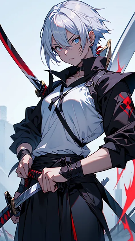 anime girl with blue eyes holding a sword and sword, demon slayer rui fanart, holding a sword on his shoulder, Arte Zerochan, 2b, 2 second, Katanas tied to his back, Gapmoe Yandere Grimdark, rogue anime girl ayanami rei, with glowing red eyes, female prota...