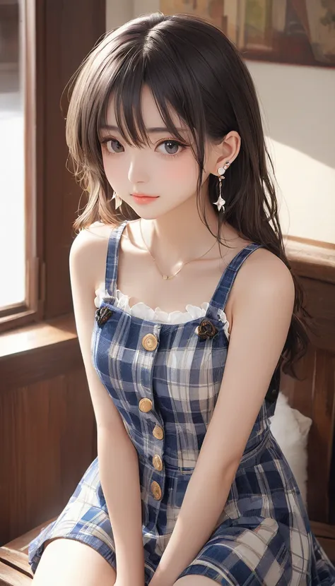 (masterpiece, highest quality:1.2), one girl, alone,bony body、15 years old、earringagical girl clothes